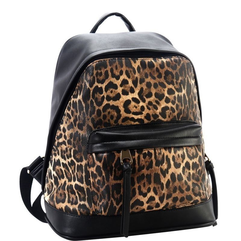 fluffy leopard print backpack